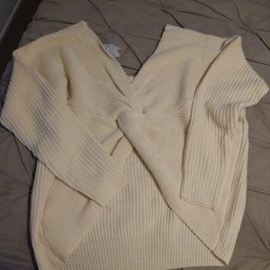 Ivory Twist Back Open Sweater